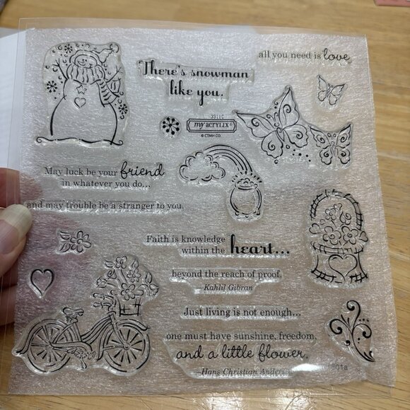 Lot of 3 Close To My Heart My Acrylic Stamp Sets Sentimental Words - Picture 5 of 6